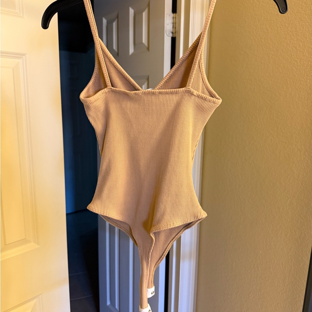 Lulu's Camel Ribbed Bodysuit - Picture 2 of 3